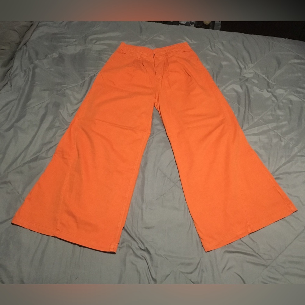 Free People NEW Vibrant Orange Wide Leg Trousers